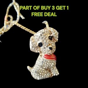 🐶Cute Sparkling Pavé Stone Puppy Pendant / Necklace - NWOT🐶